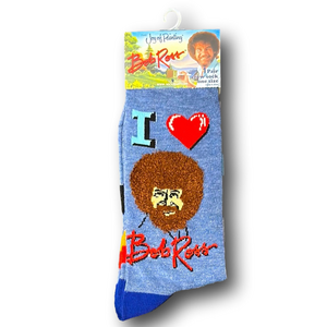 3/$20 Bob Ross "I ❤️ Bob Ross" Funny Novelty Crew Socks - NWT